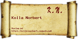 Kolla Norbert névjegykártya